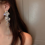Oversize Flowers Crystal Dangle Earrings-Lybra Intimates -Accessories