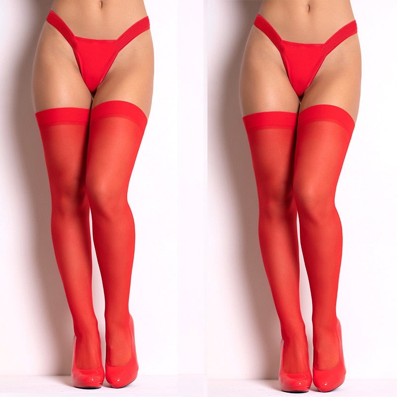 Rib Top Thigh High Sheer Stockings-Lybra Intimates -Accessories