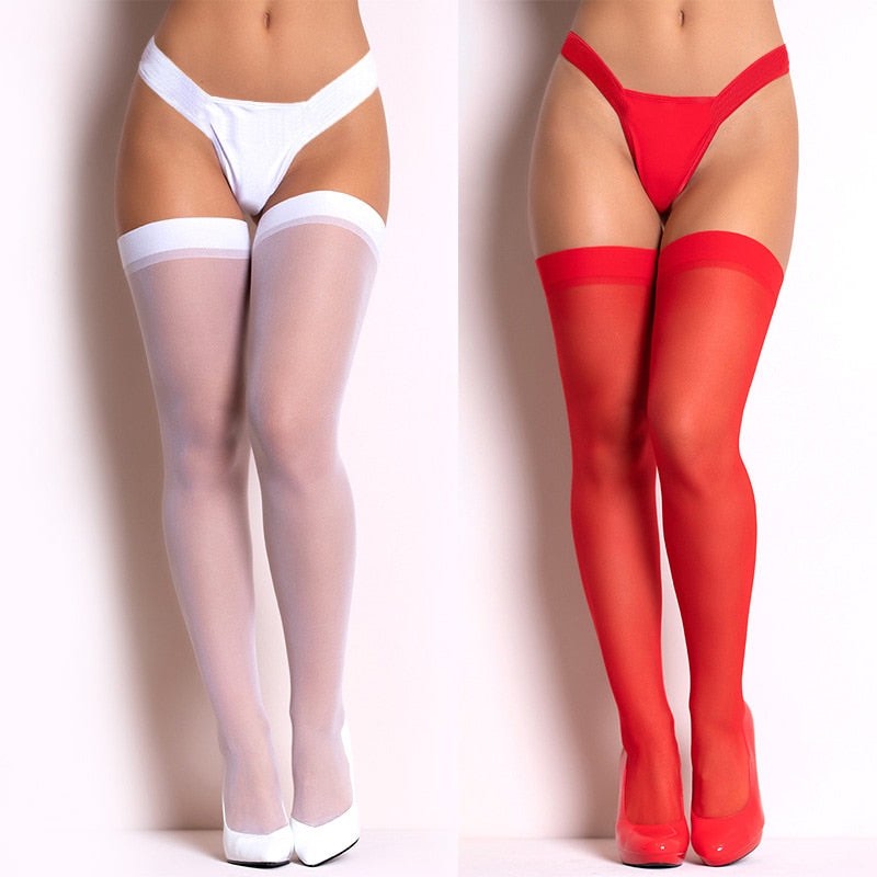 Rib Top Thigh High Sheer Stockings-Lybra Intimates -Accessories