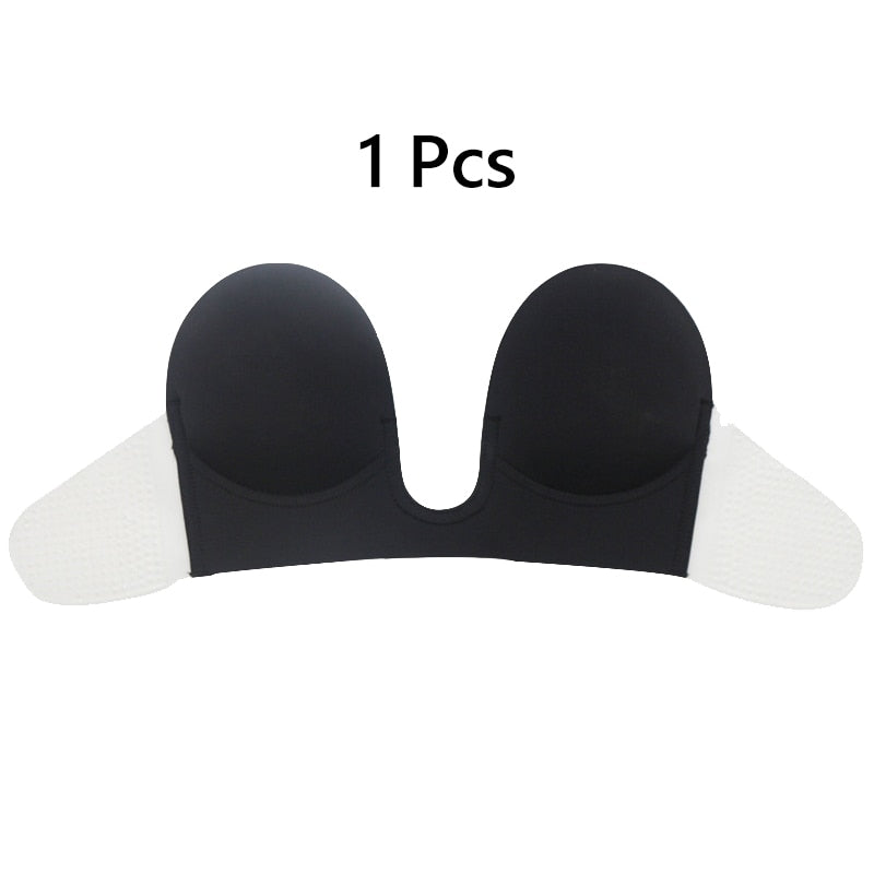 Strapless U-Shaped Invisible Adhesive Plunge Silicone Bra