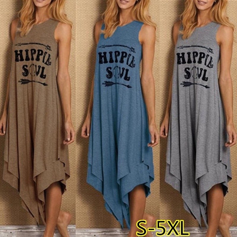 Hippie Soul Irregular Maxi Dress-Lybra Intimates -Loungewear