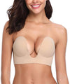 Strapless U-Shaped Invisible Adhesive Plunge Silicone Bra