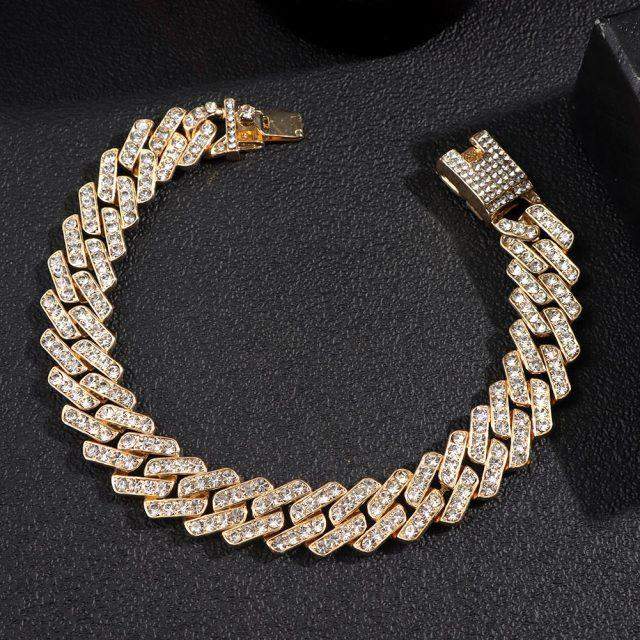 15mm Crystal Cuban Link Chain Bracelet-Lybra Intimates -Accessories