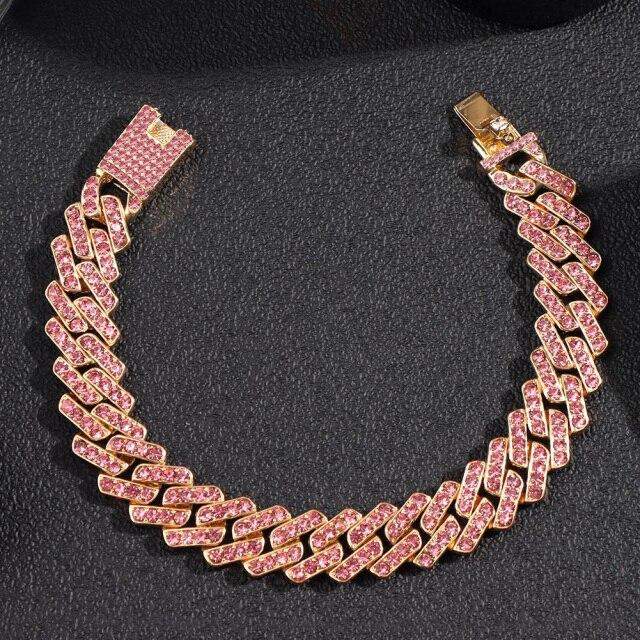 15mm Crystal Cuban Link Chain Bracelet-Lybra Intimates -Accessories